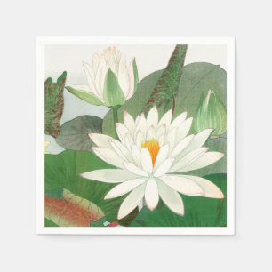 Serviette En Papier Nymphaea lotus, gravure sur bois japonaise, 1917