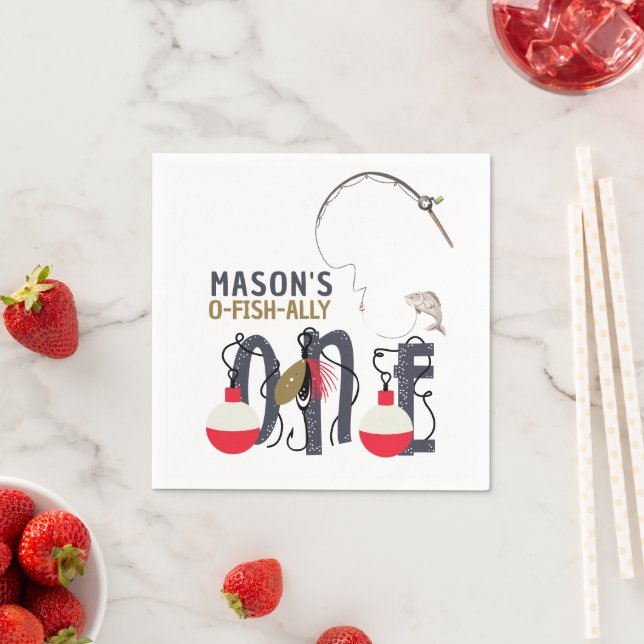 Serviette En Papier O-Fish-ally One Fishing Anniversaire (En situation)