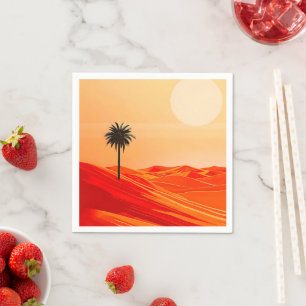 Serviette En Papier Oasis minimaliste du désert d'été