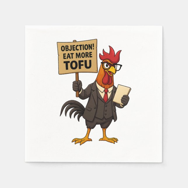 Serviette En Papier Objection ! Mangez Plus de Tofu – Procureur Coq en (Devant)