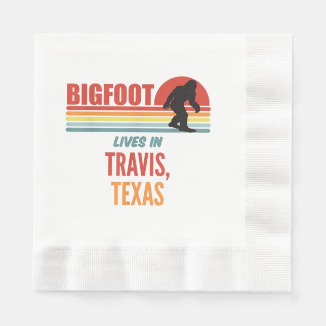 Serviette En Papier Observation de Bigfoot à Travis Texas  (Devant)