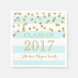 Serviette En Papier Obtention du diplôme 2017 bleu-clair de confettis