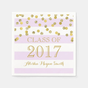 Serviette En Papier Obtention du diplôme 2017 pourpre de confettis