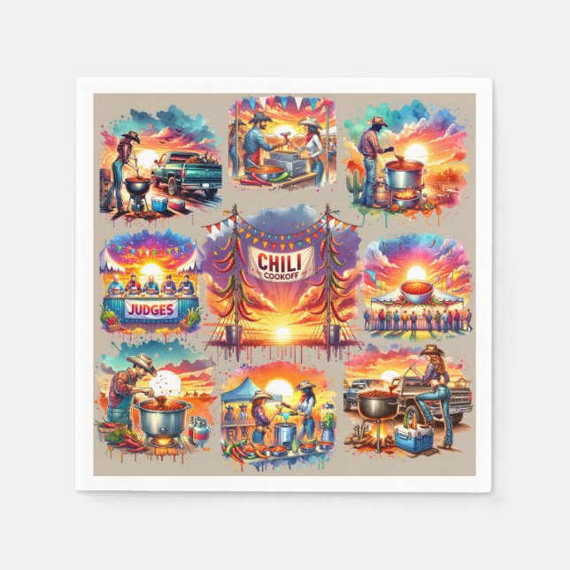Serviette En Papier Occidental Chili Cookoff Scènes 1 (Devant)