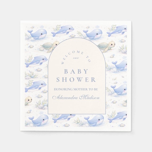 Serviette En Papier Ocean Animals Arch Elegant Baby Shower (Devant)