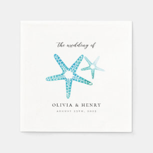 Serviette En Papier Ocean Beach Wedding Starfish Turquoise
