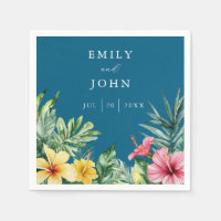 Océan Bleu Aquarelle Mariage floral tropical