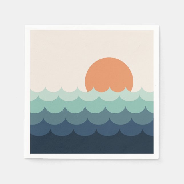 Serviette En Papier Océan bleu intense au coucher du soleil (Devant)