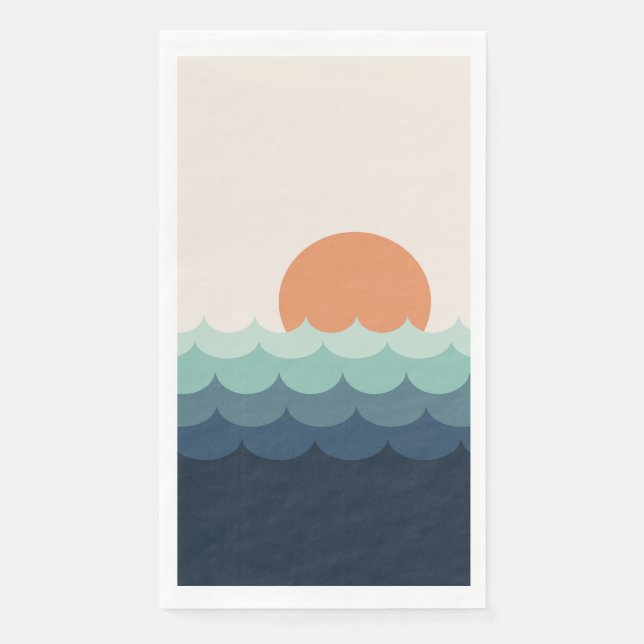 Serviette En Papier Océan bleu intense au coucher du soleil (Devant)