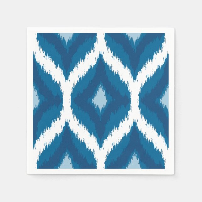 Serviette En Papier Ocean Blue Ikat Moderne Ethnique Impression géomét (Devant)