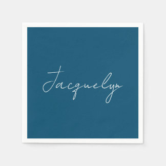 Serviette En Papier Ocean Blue Plain élégant moderne minimaliste Nom