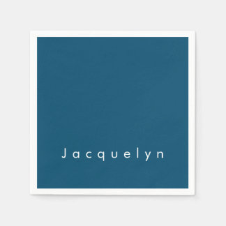 Serviette En Papier Ocean Blue Plain élégant moderne minimaliste Nom
