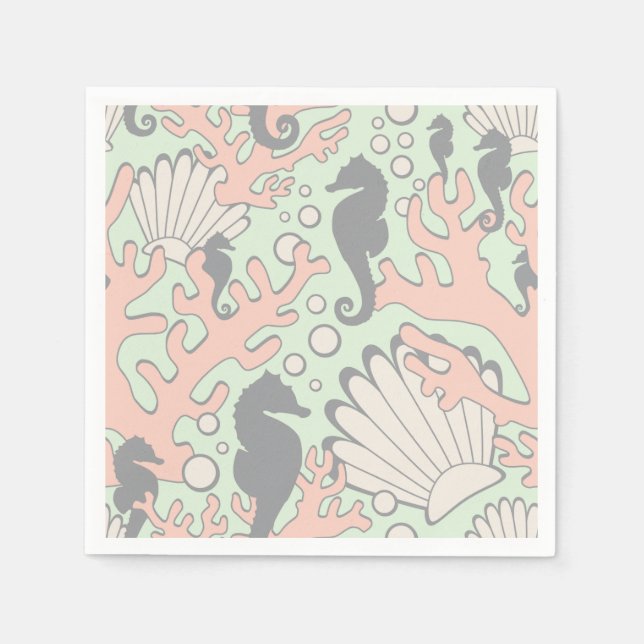 Serviette En Papier Ocean Garden Pastel Cocktail Napkins (Devant)