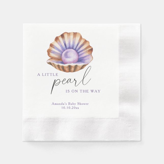 Serviette En Papier Ocean Little Pearl Under The Sea Baby Shower (Devant)