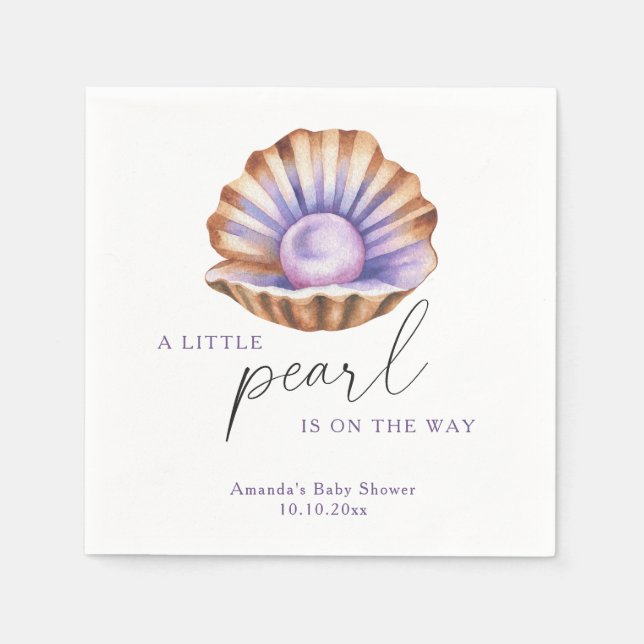 Serviette En Papier Ocean Little Pearl Under The Sea Baby Shower (Devant)
