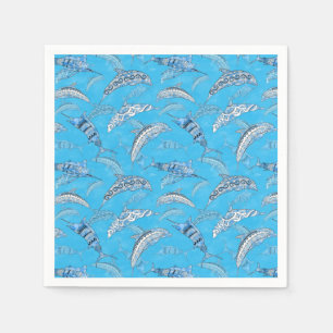 Serviette En Papier Océan Marine Animaux Dolphins Marlins