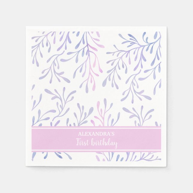 Serviette En Papier Ocean Mermaid Girl 1er anniversaire Sea Life Party (Devant)