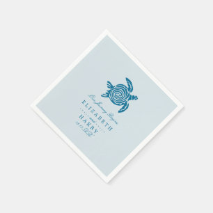 Serviette En Papier Ocean Sea Turtle, Sea Blue Beach Wedding