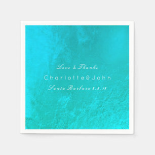 Serviette En Papier Ocean Tiffany Aqua Plage Métallique Mariage