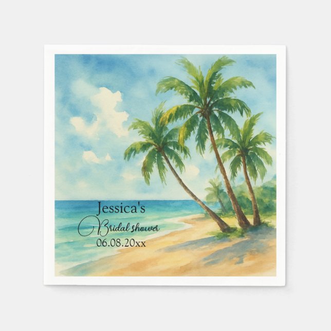 Serviette En Papier Ocean Tropical Island Beach Bridal (Devant)