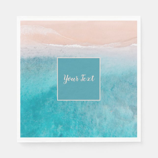 Serviette En Papier Océan Turquoise Aquarelle (Devant)