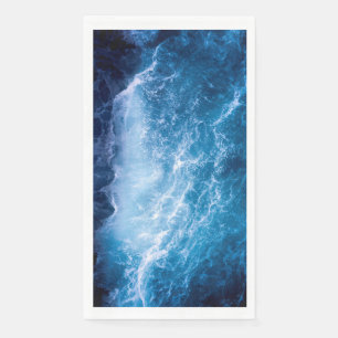 Serviette En Papier Océan - Vagues bleu foncé