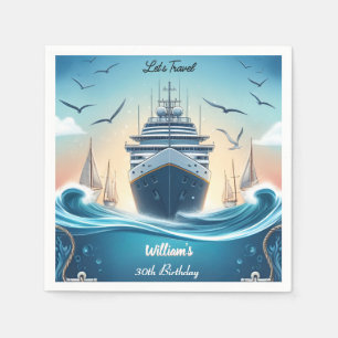 Serviette En Papier Ocean Waves Travel Ancre Yacht 30e anniversaire