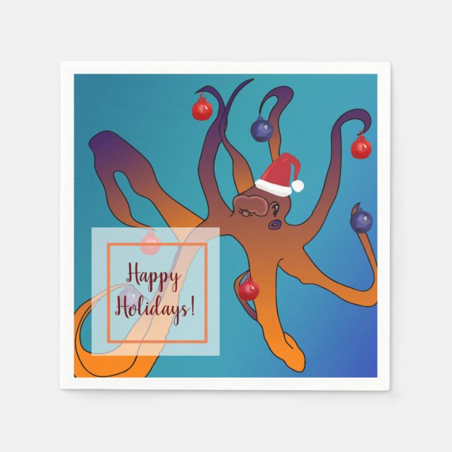 Serviette En Papier Octopus Art Joyeux Noël (Devant)