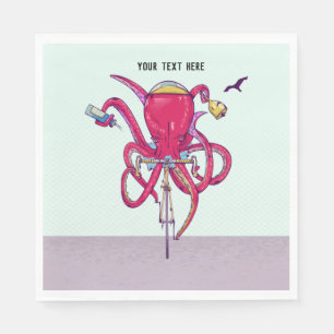 Serviette En Papier Octopus Faire du vélo
