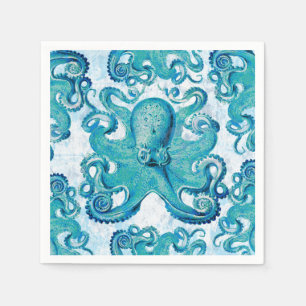 Serviette En Papier Octopus Marine Vie Océan Animaux Plage Nautique
