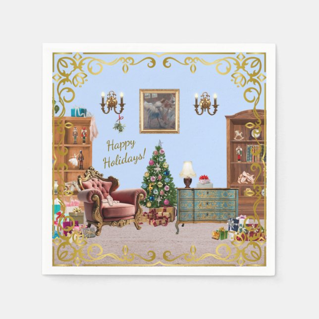 Serviette En Papier Ode to the Nutcracker Ballet Blue (Devant)