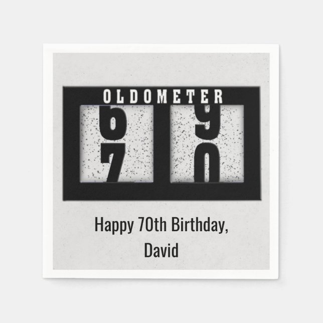 Serviette En Papier Odomètre noir pour 70e anniversaire (Devant)