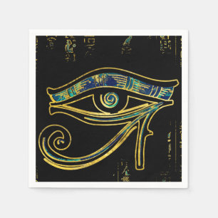 Serviette En Papier Oeil égyptien de Horus sur les hiéroglyphes et l