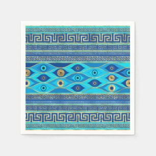 Serviette En Papier Oeil malin grec et ornement de la clé grecque