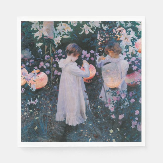 Serviette En Papier Œillet, Lys, Lys, Rose (John Singer Sargent) (Devant)