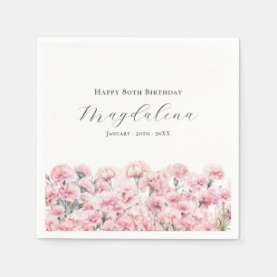Serviette En Papier Œillet rose pour 80e anniversaire Fleur de naissan