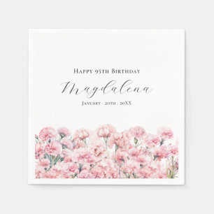 Serviette En Papier Œillet rose pour 95e anniversaire Fleur de naissan