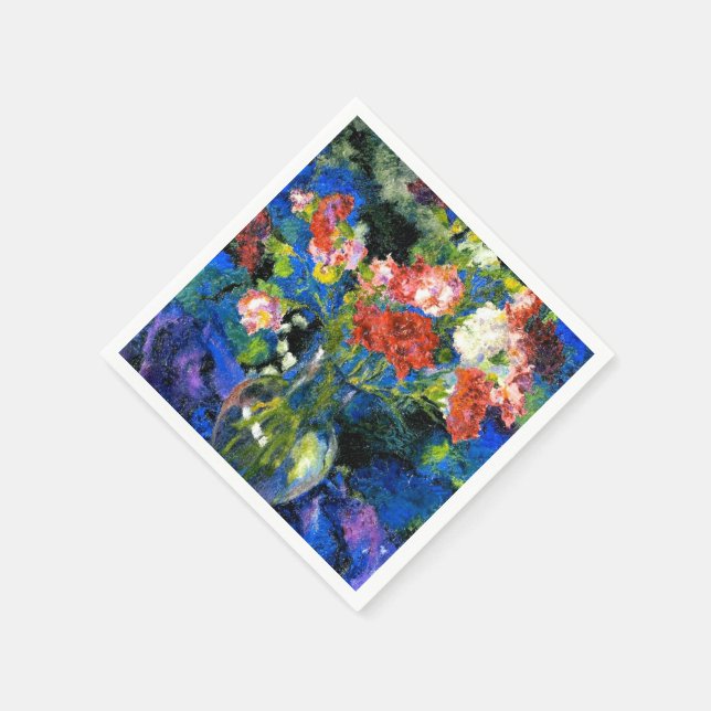 Serviette En Papier Oeillets dans un vase de verre rond (Coin)