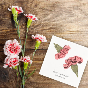 Serviette En Papier Oeillets roses Luxe Moderne Floral Mariage