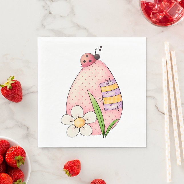 Serviette En Papier OEuf de Pâques Lady Bug (Créateur téléchargé)