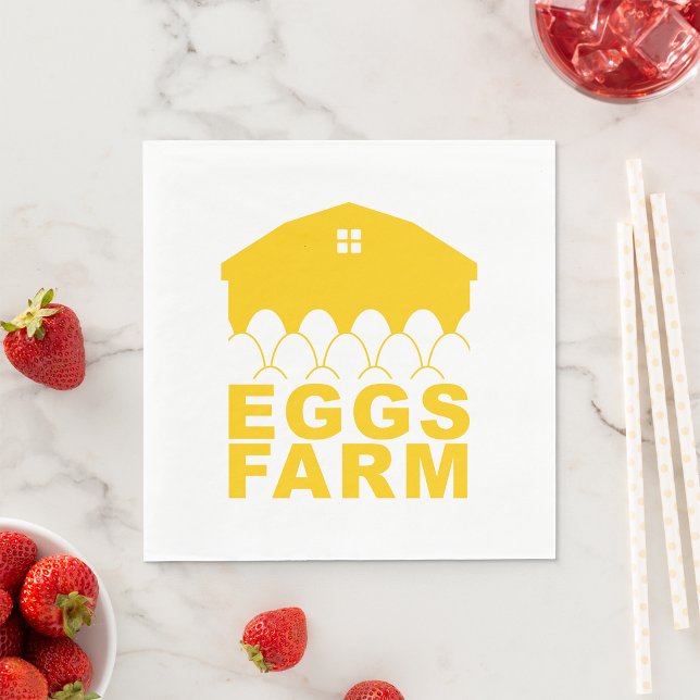 Serviette En Papier Œufs de Ferme Jaune Grange de Campagne (Créateur téléchargé)