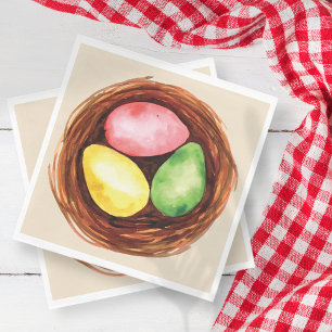 Serviette En Papier Oeufs de Pâques aquarelles.
