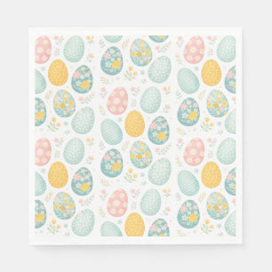 Serviette En Papier Œufs de Pâques au pastel Motif floral - Joli Print