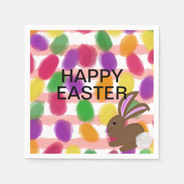 Serviette En Papier Œufs de Pâques de lapin (Devant)