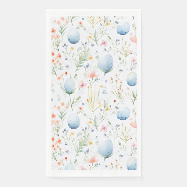Serviette En Papier Oeufs de Pâques et fleurs | Botanique | Pâques (Devant)