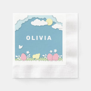 Serviette En Papier OEufs de Pâques et poussins de printemps