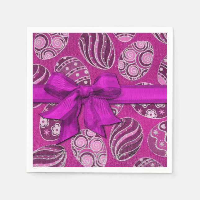 Serviette En Papier OEufs de Pâques rose décoratif serviettes (Devant)