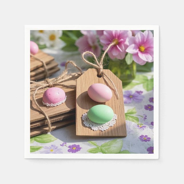 Serviette En Papier Oeufs de Pâques sur table de jardin (Devant)