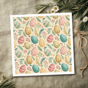 Serviette En Papier Œufs de Pâques vintage avec bourgeons floraux