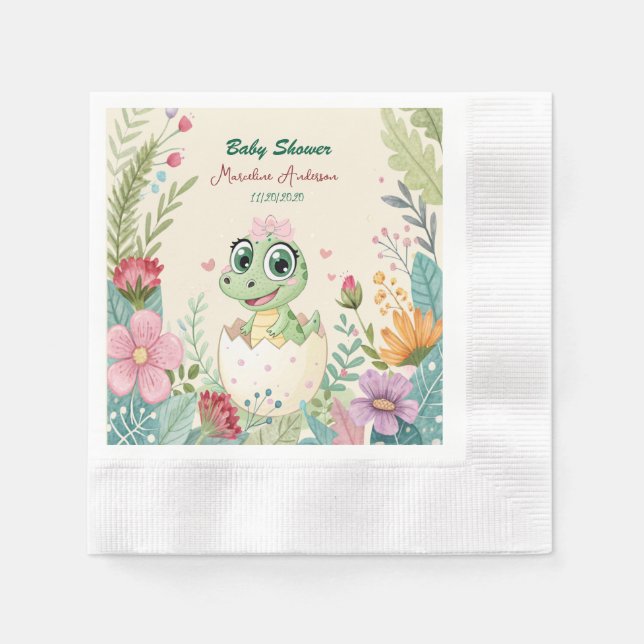 Serviette En Papier OEufs d'éclosion de bébé kawaii floral -Fille (Devant)